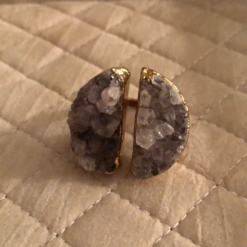 Amethyst Statement Ring With Gold Hardware - image 1